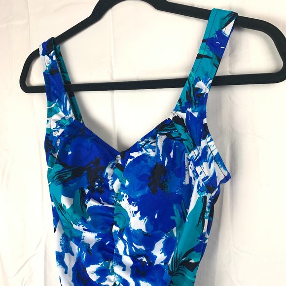 Maxine Of Hollywood Vneck Twist Front Shirred One Piece...